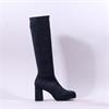 Miss Elastic Hilary Platform Long Boot - Navy Suede